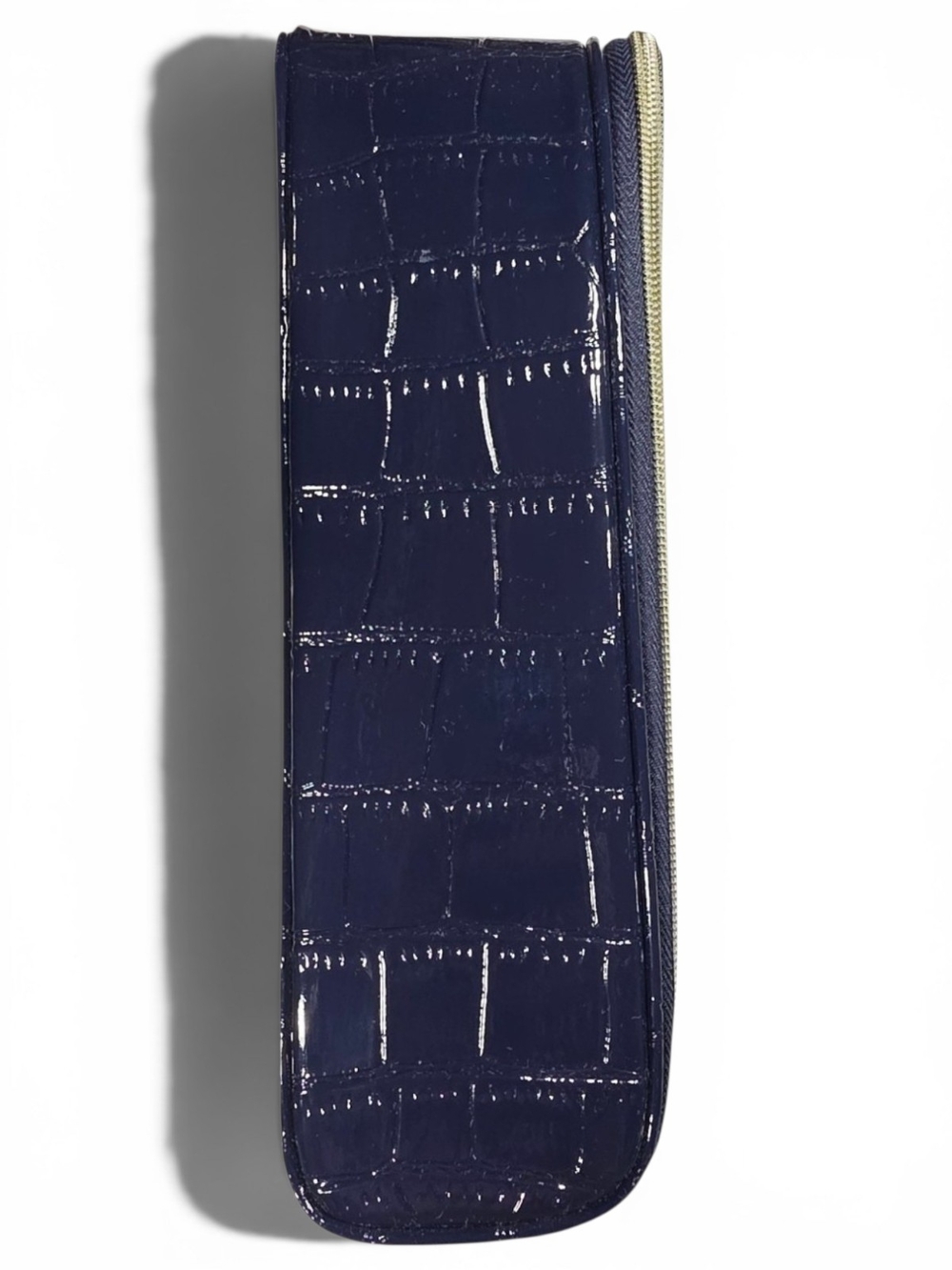 Estée Lauder Navy Blue Crocodile Embossed Makeup Train Case | Gold Zipper. - Picture 4 of 7
